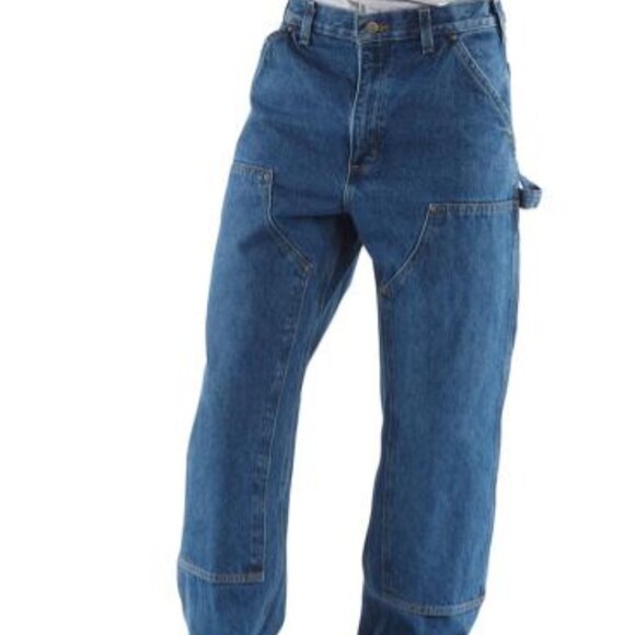 Carhartt B73 Double Knee Washed Denim 44 x 30 Loose Fit Logger Jean NWT - Picture 1 of 4